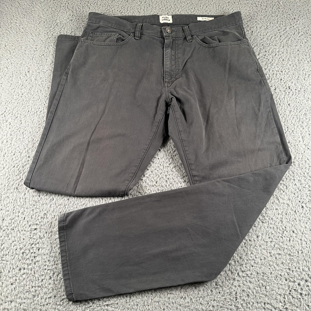 Flint And Tinder 365 Chino Pants Mens 33x30 Gray Slim Fit 5 Pocket Stretch